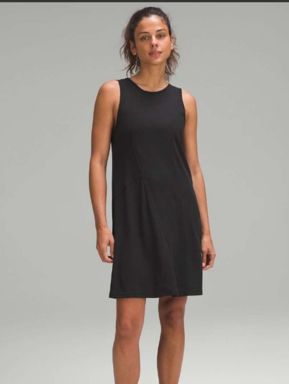 lululemon athletica Black Sleeveless Ribbed Modal-Cotton Dress